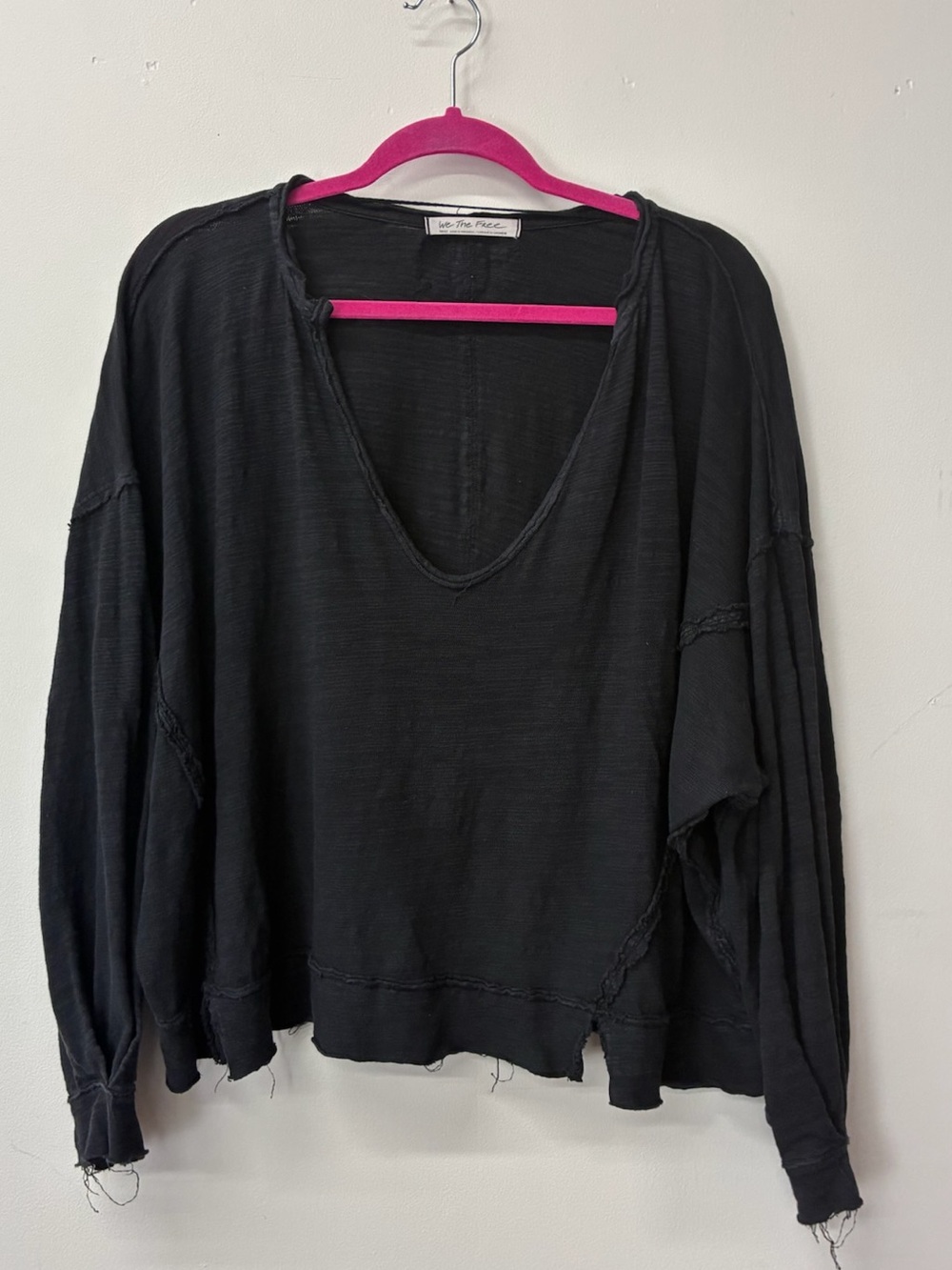 We the free free people oversized Black V-Neck Women's shirt